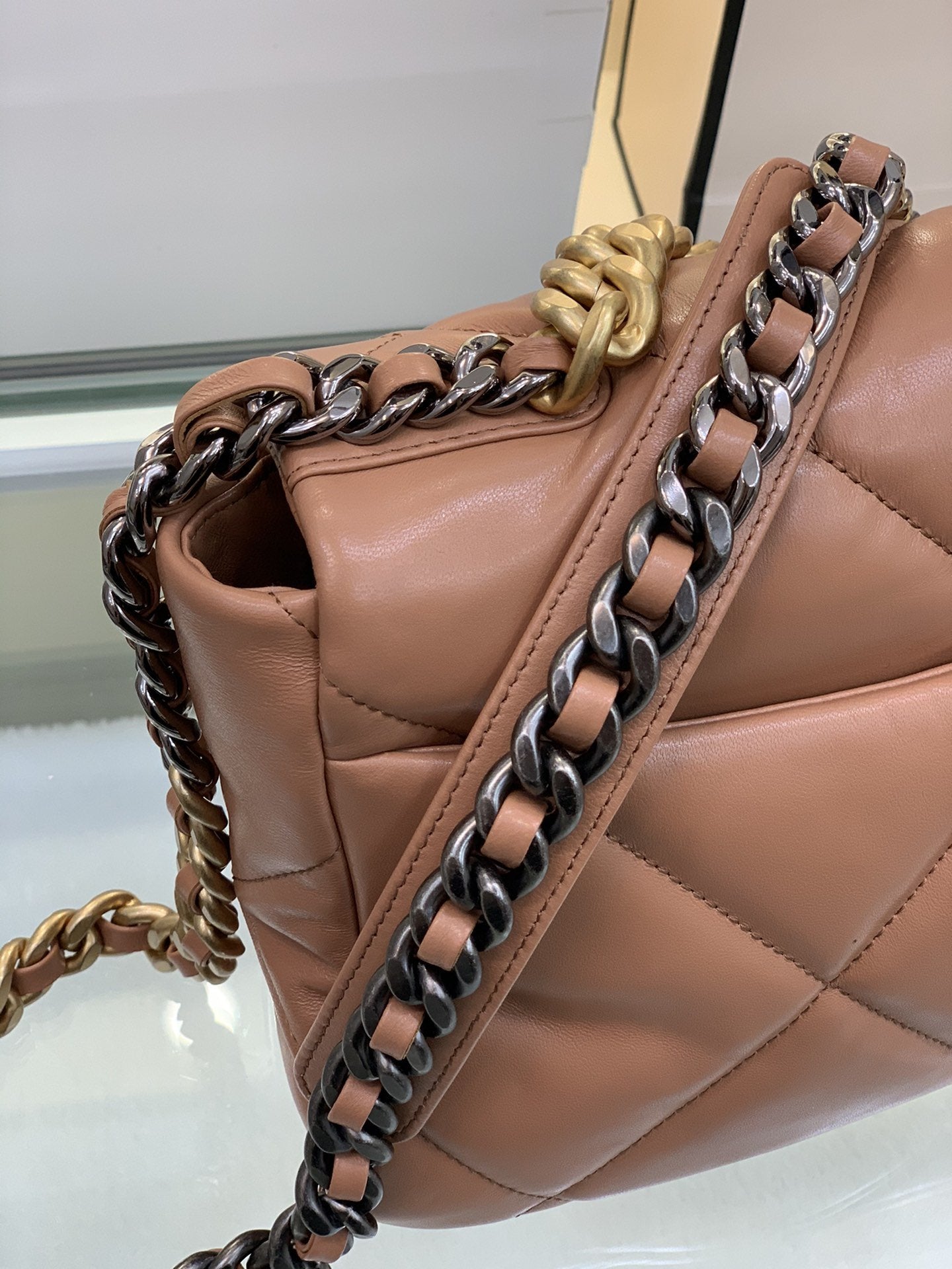 19 FLAP BAG 26 BROWN GOATSKIN - 图片 6
