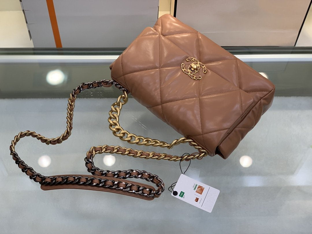 19 FLAP BAG 26 BROWN GOATSKIN - 图片 7