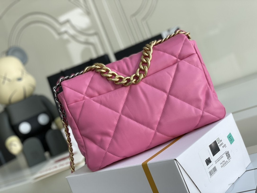 19 FLAP BAG 26 PINK LAMBSKIN - 图片 3