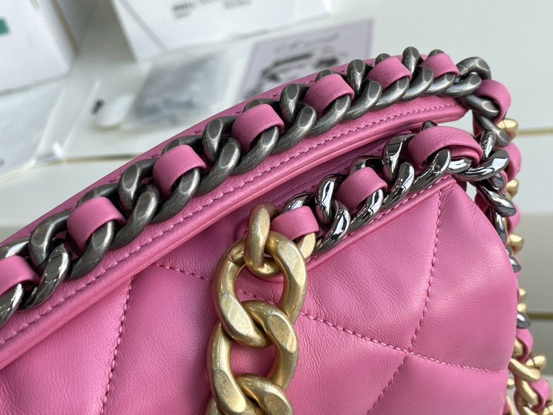 19 FLAP BAG 26 PINK LAMBSKIN - 图片 6