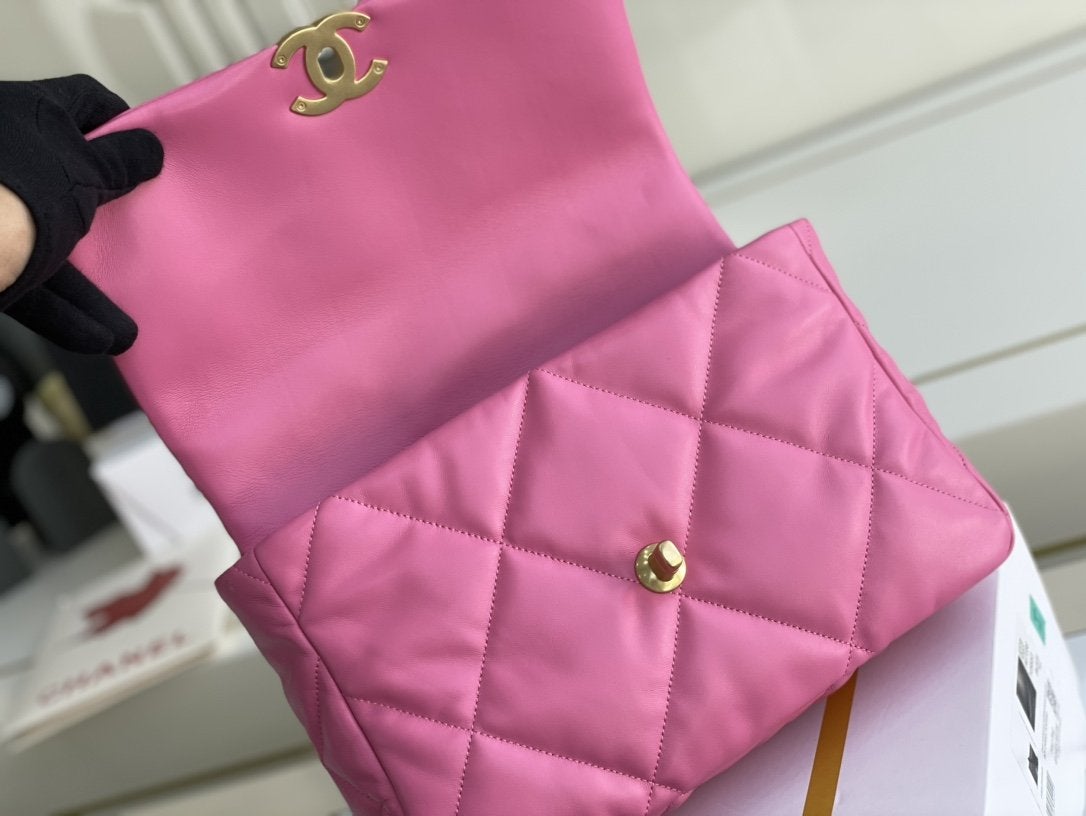 19 FLAP BAG 26 PINK LAMBSKIN - 图片 7
