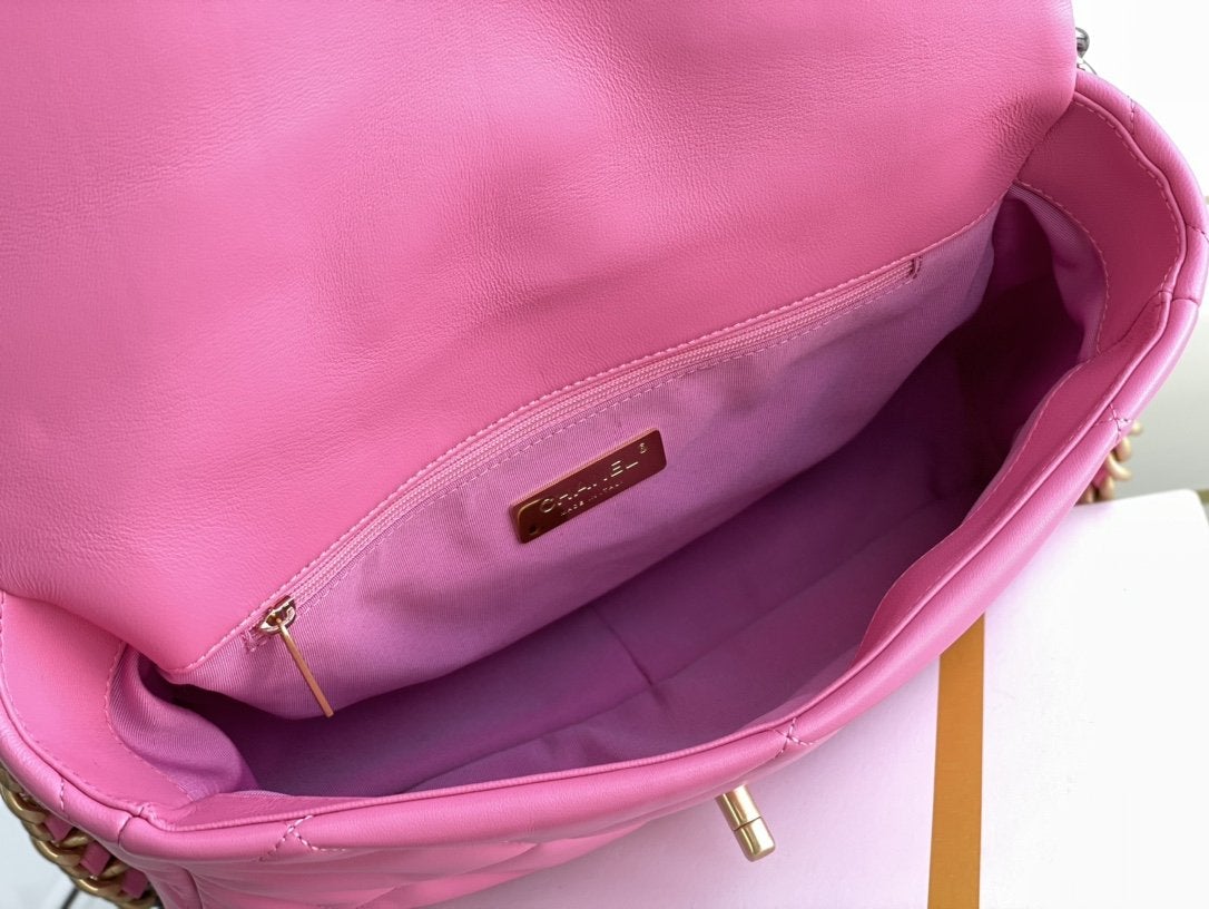 19 FLAP BAG 26 PINK LAMBSKIN - 图片 8