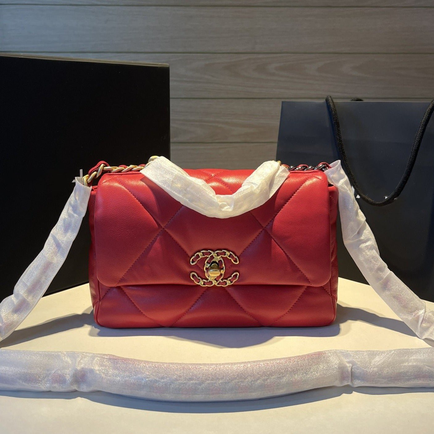19 FLAP BAG 26 RED GOATSKIN - 图片 8