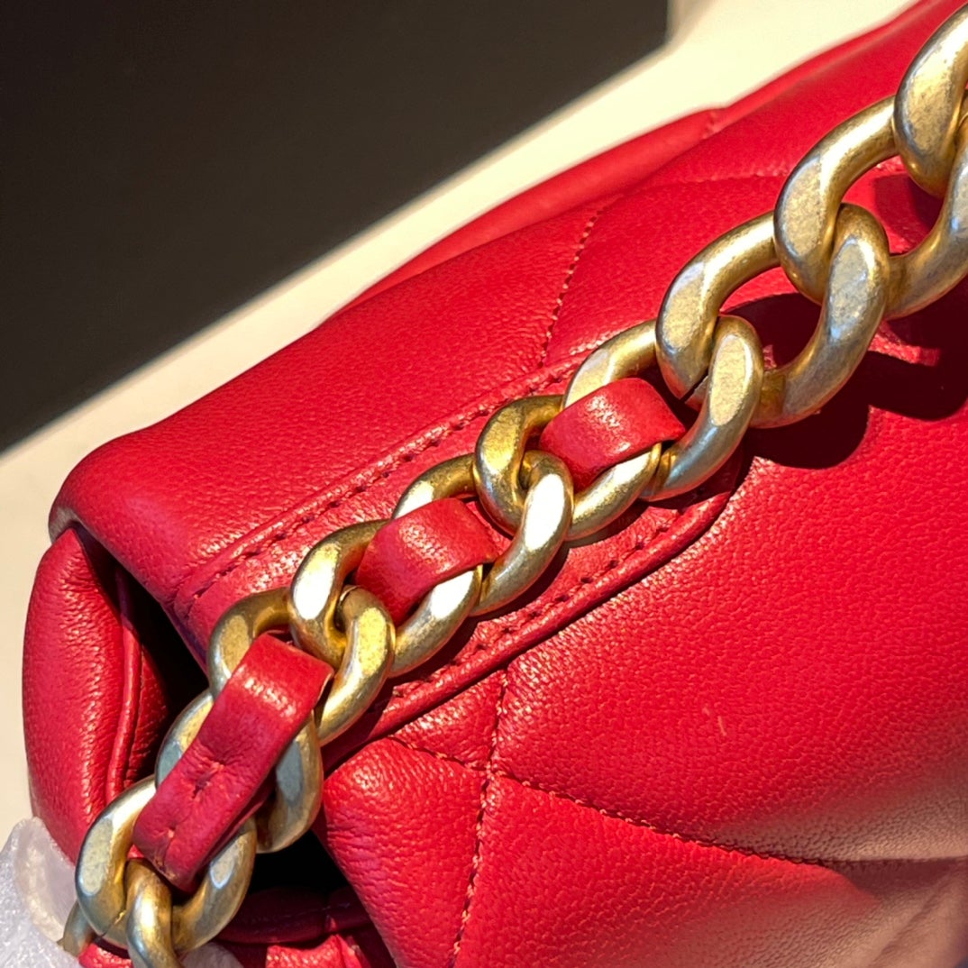 19 FLAP BAG 26 RED GOATSKIN - 图片 4