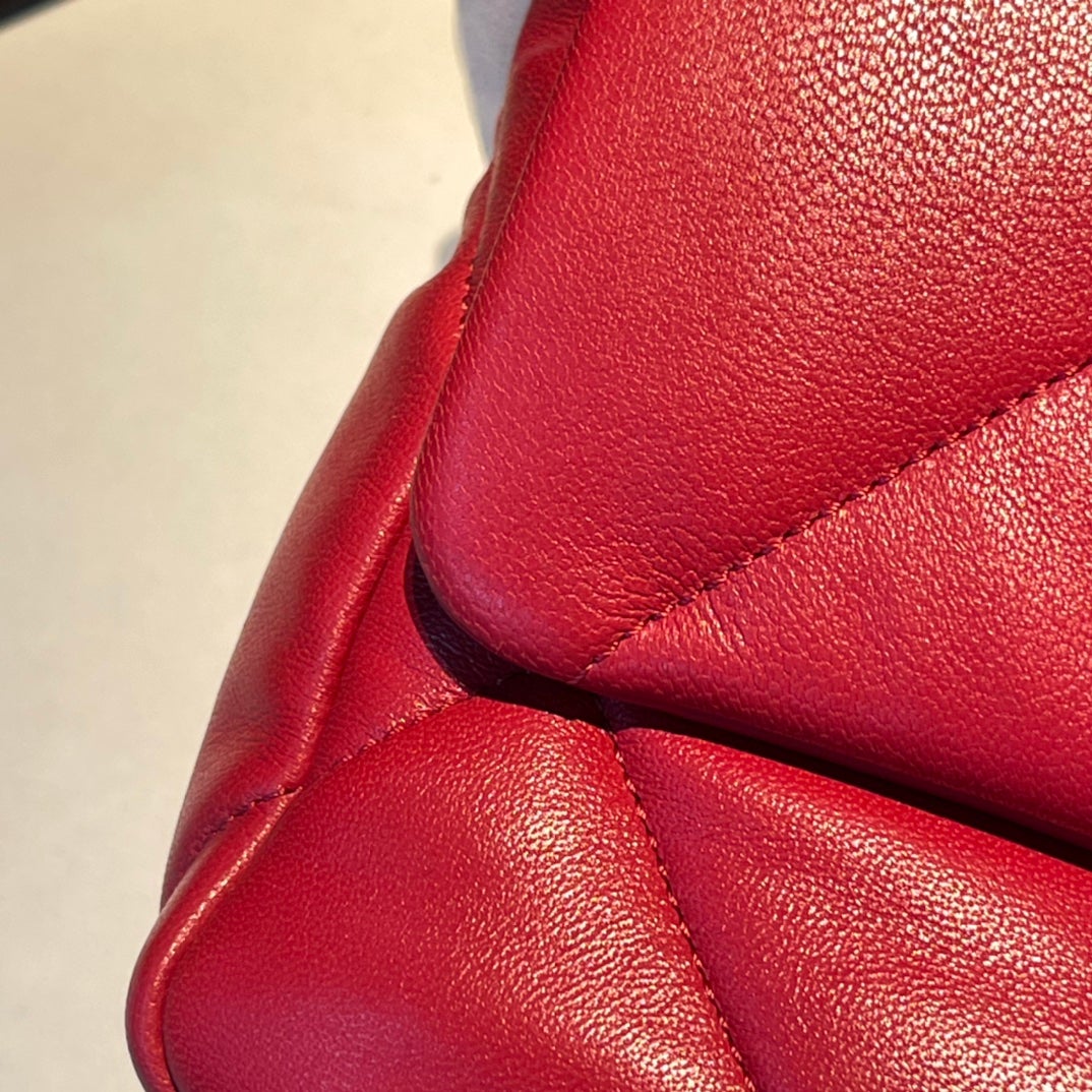 19 FLAP BAG 26 RED GOATSKIN - 图片 5