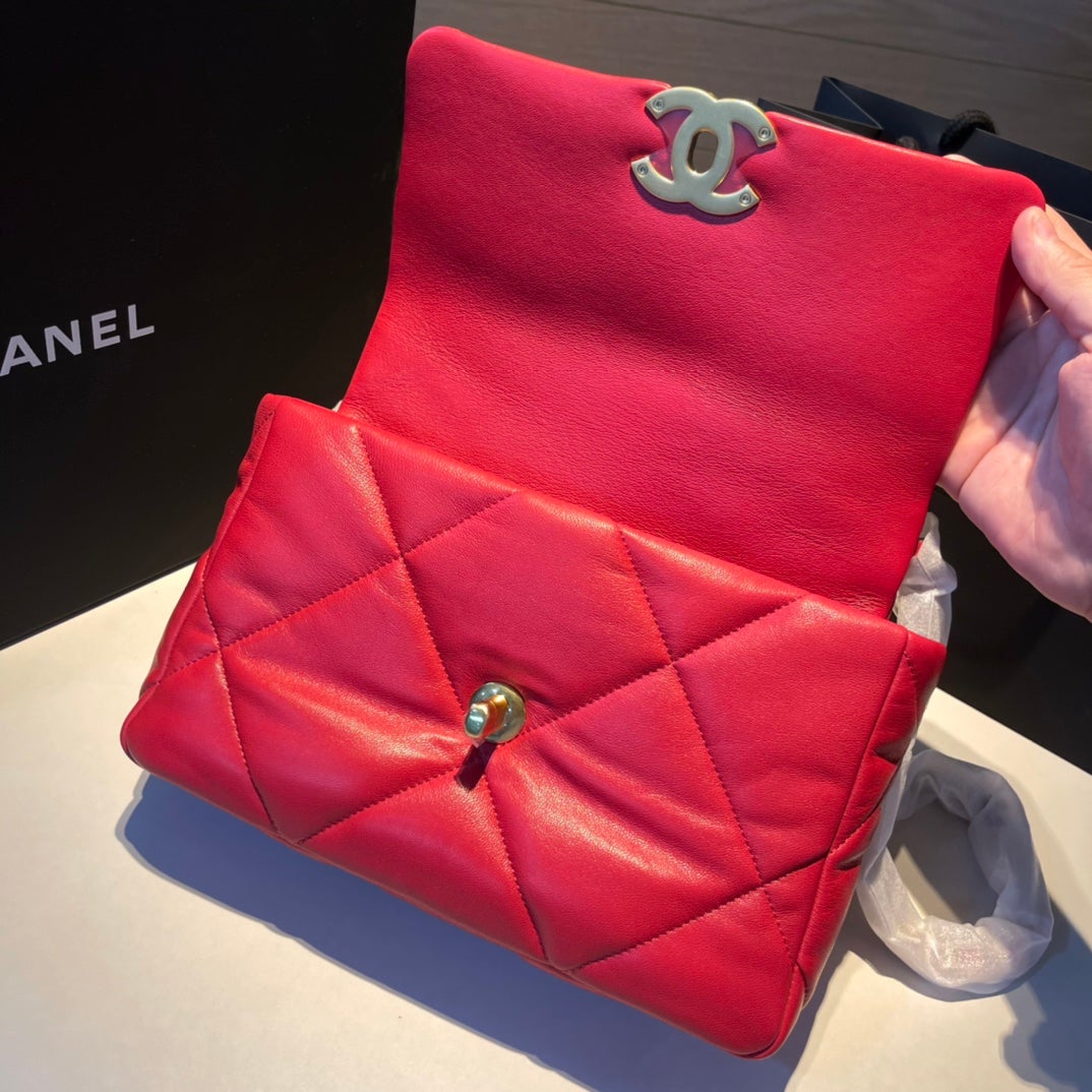 19 FLAP BAG 26 RED GOATSKIN - 图片 2
