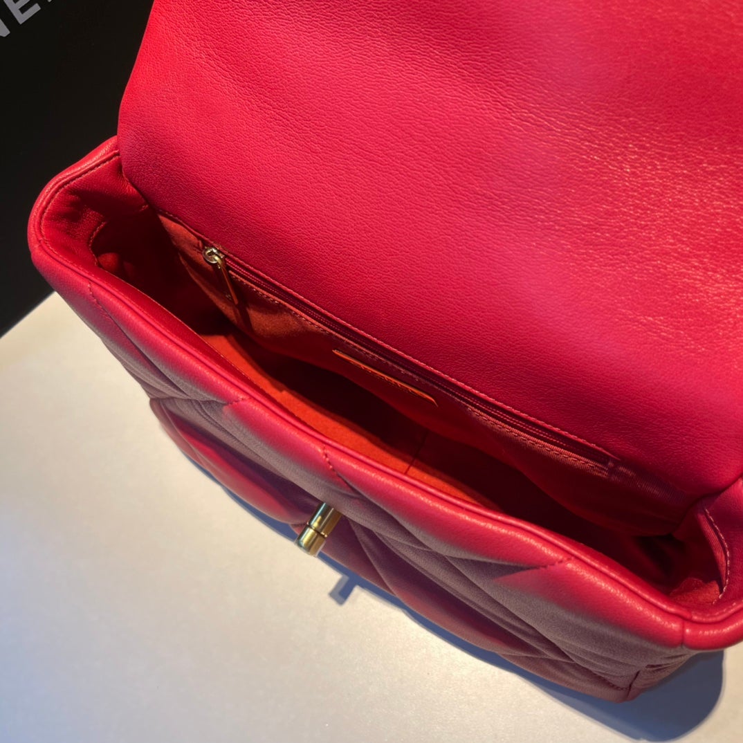 19 FLAP BAG 26 RED GOATSKIN - 图片 6