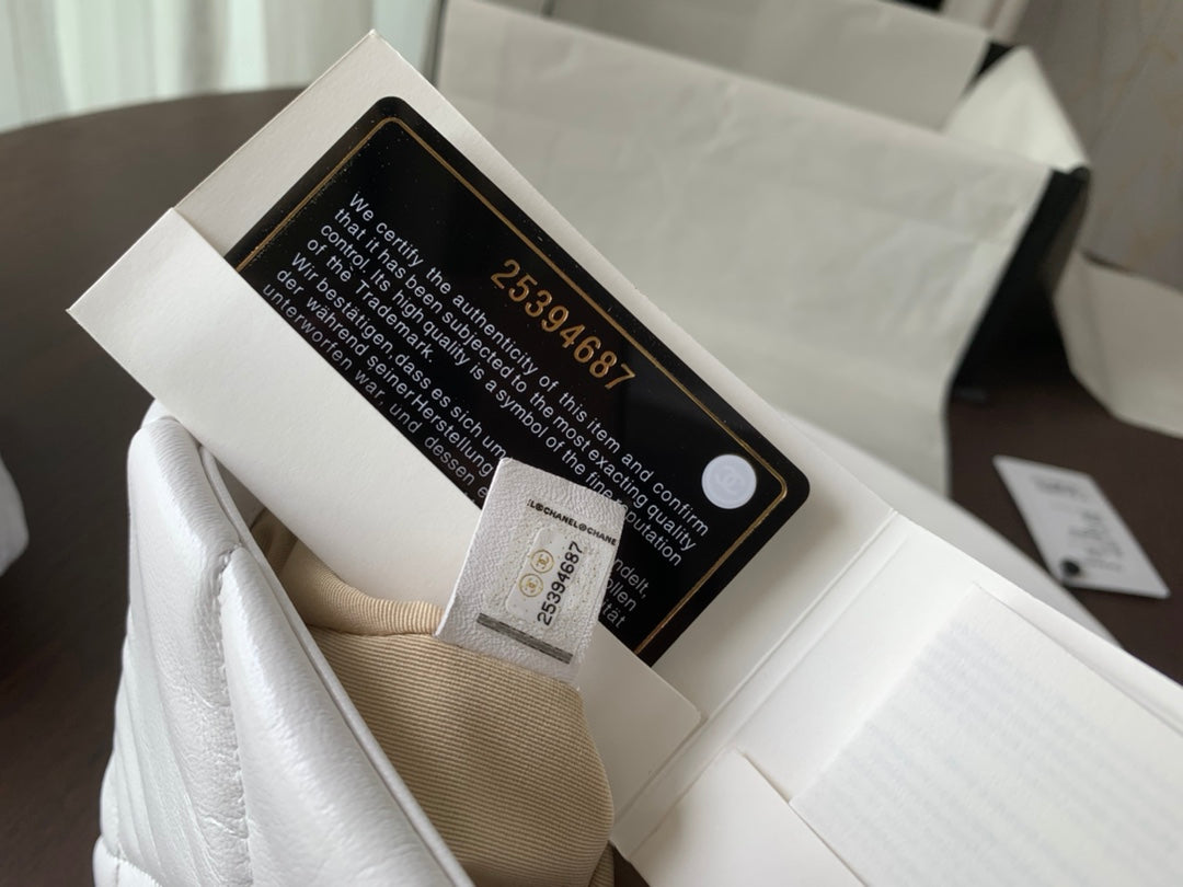 19 FLAP BAG 30 WHITE GOATSKIN - 图片 7