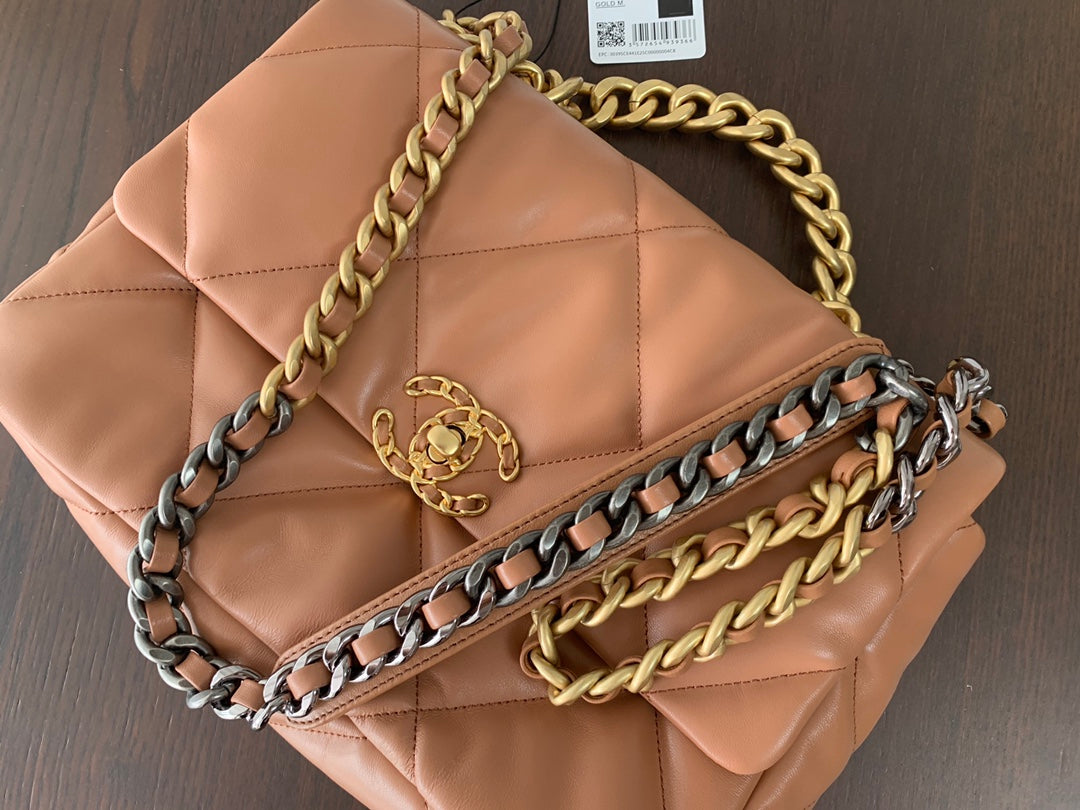 19 FLAP BAG 30 BROWN GOATSKIN - 图片 4