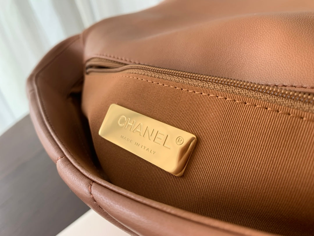 19 FLAP BAG 30 BROWN GOATSKIN - 图片 7