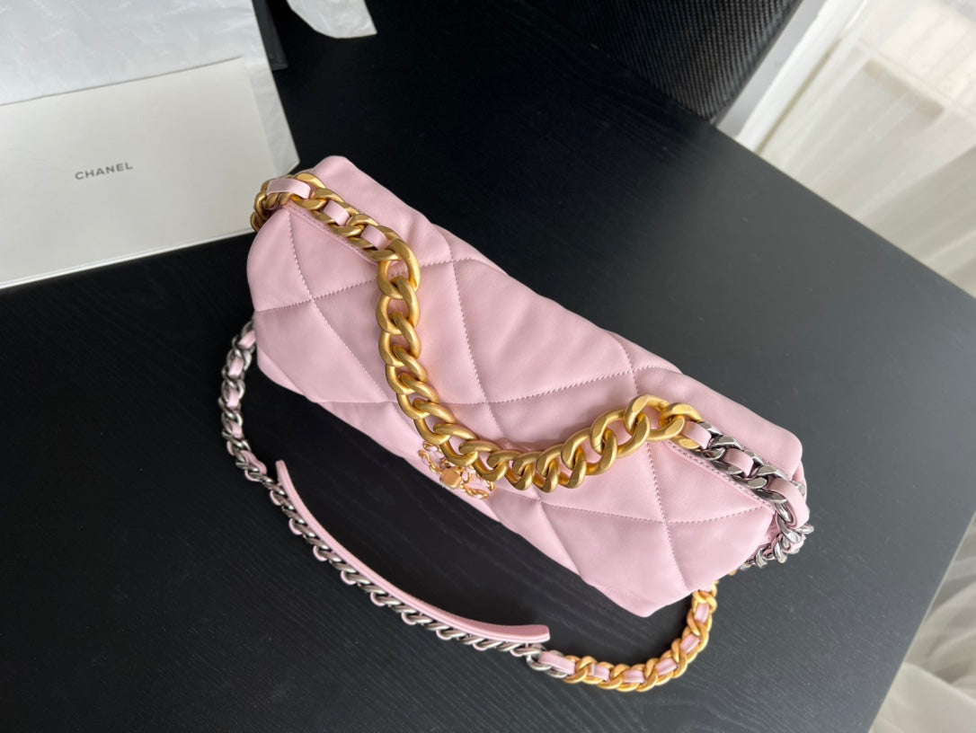 19 FLAP BAG 30 PINK GOATSKIN - 图片 2