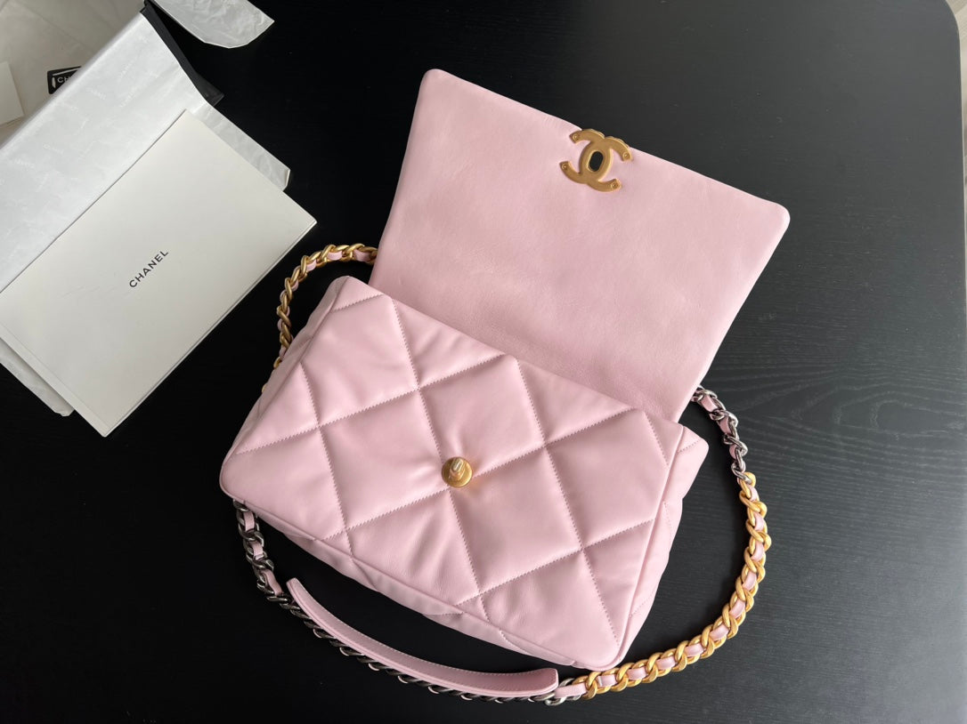 19 FLAP BAG 30 PINK GOATSKIN - 图片 5