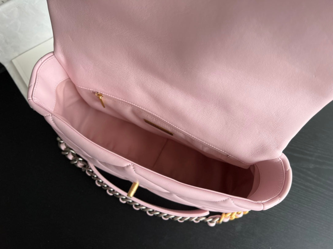 19 FLAP BAG 30 PINK GOATSKIN - 图片 6