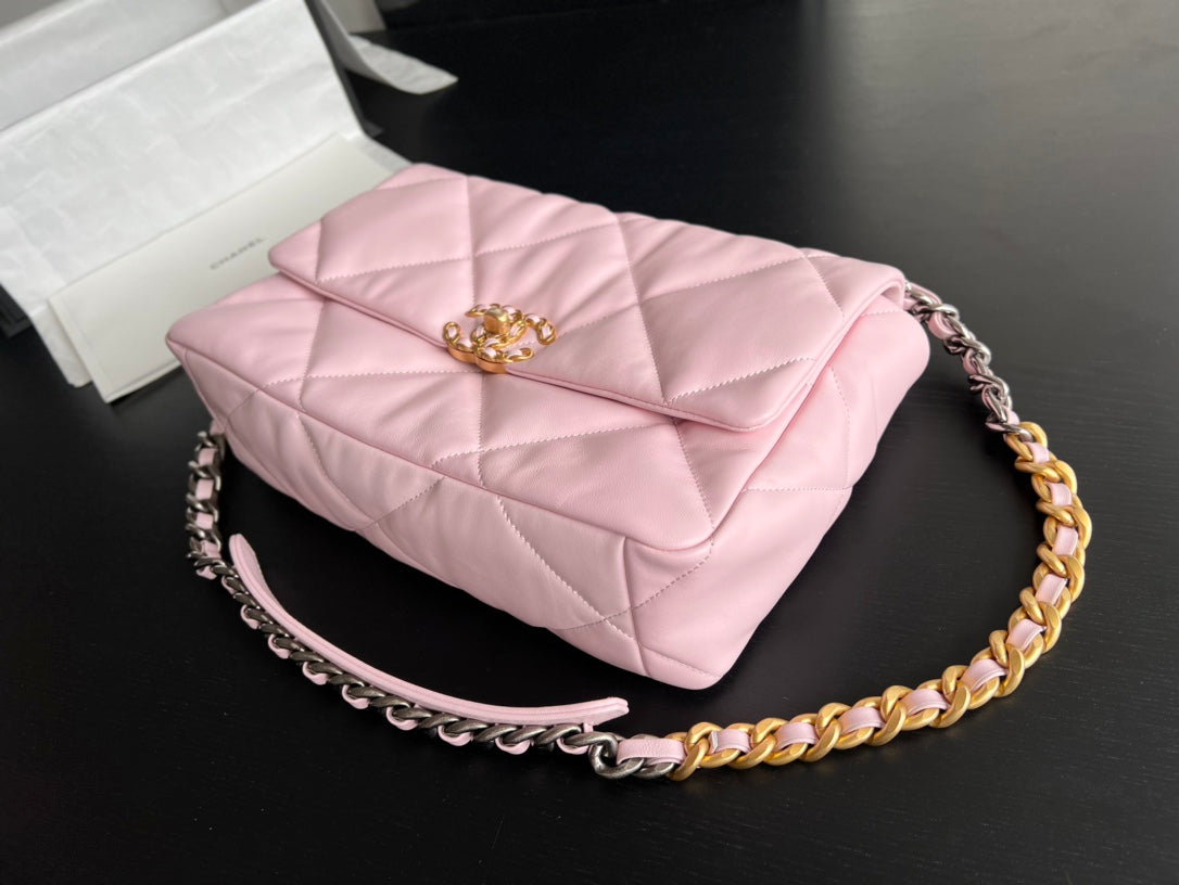 19 FLAP BAG 30 PINK GOATSKIN - 图片 7