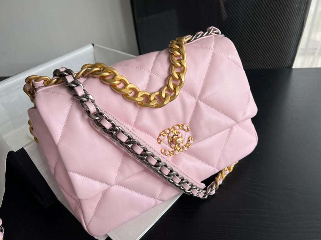 19 FLAP BAG 30 PINK GOATSKIN - 图片 8