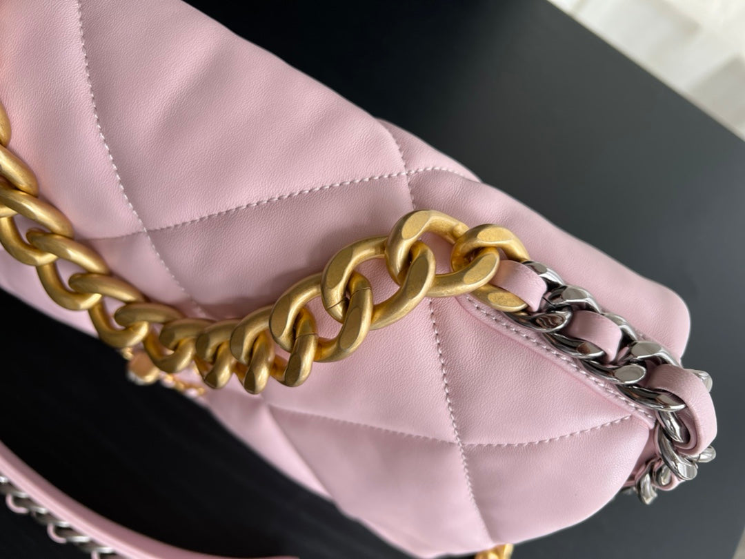 19 FLAP BAG 30 PINK GOATSKIN - 图片 9
