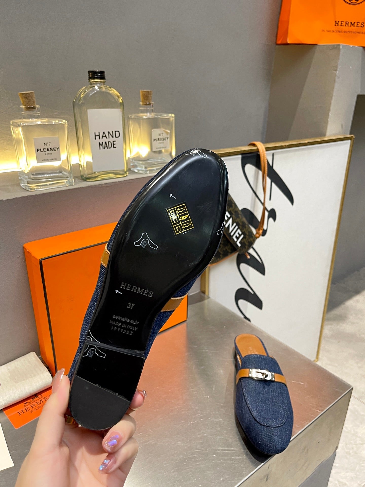 0Z MULE TAWNY AND DENIM CALFSKIN - 图片 9