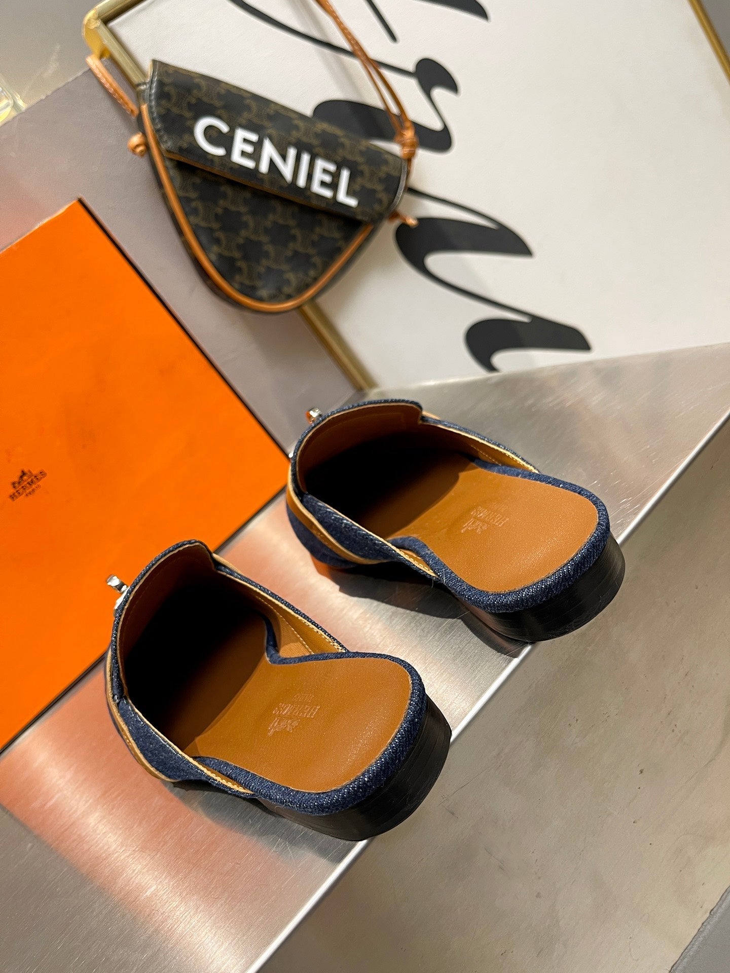0Z MULE TAWNY AND DENIM CALFSKIN - 图片 8