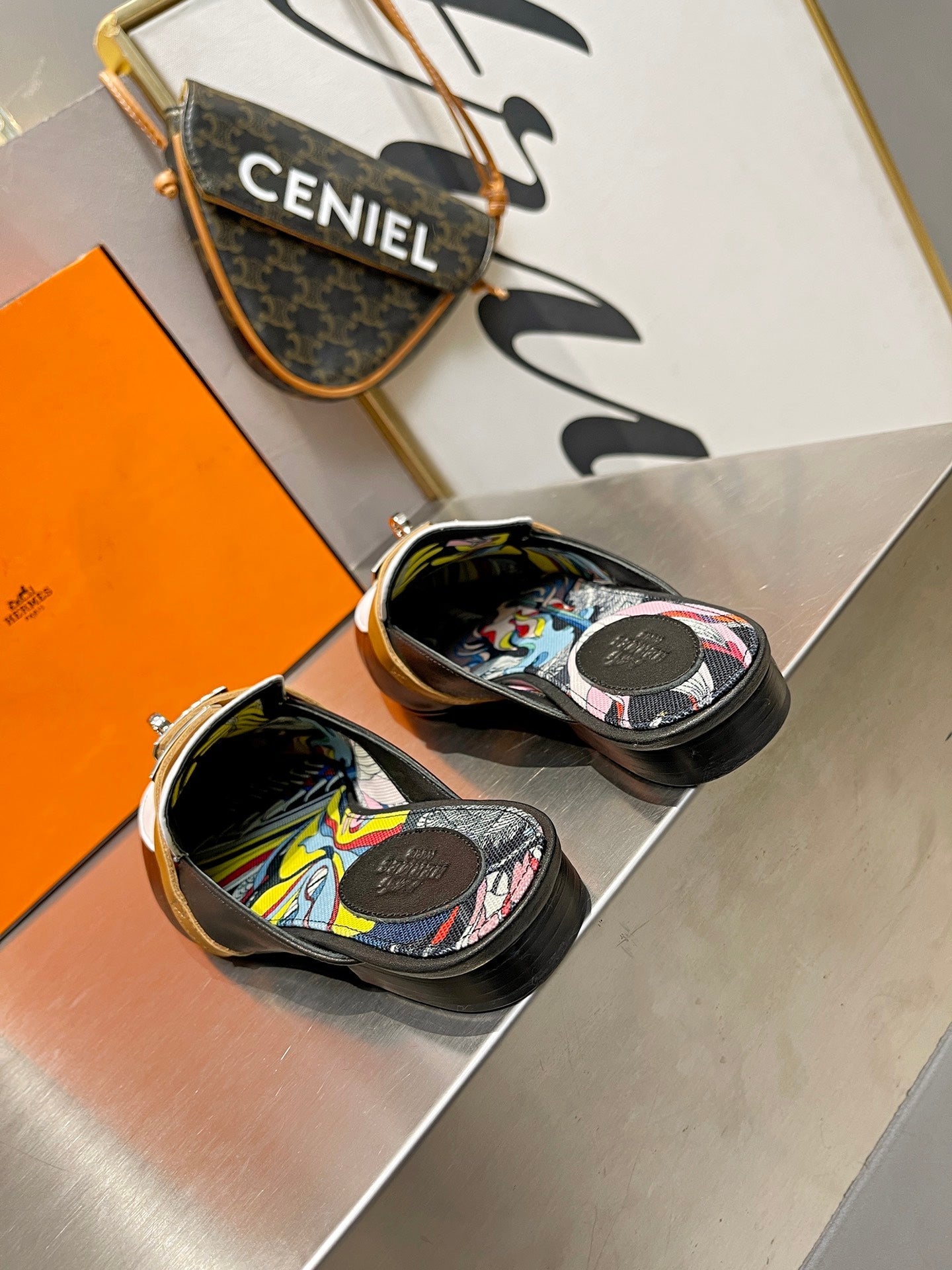 0Z MULE WHITE AND BLACK CALFSKIN WITH PATTERN - 图片 8