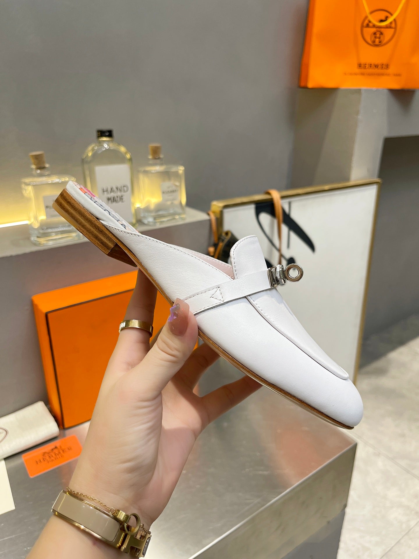 0Z MULE WHITE CALFSKIN WITH PATTERN - 图片 6