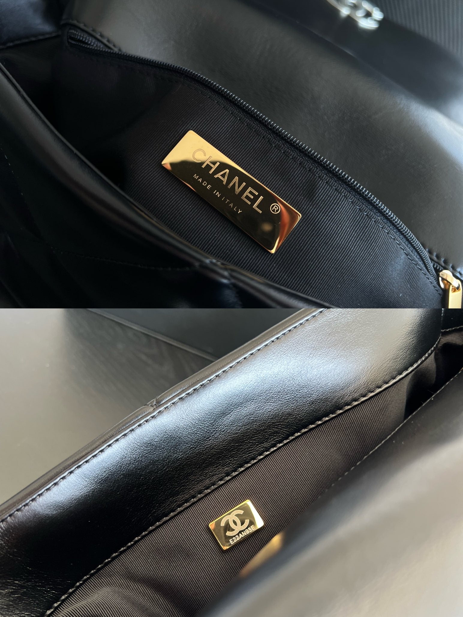 19 FLAP BAG 30 BLACK GOATSKIN RUTHENIUM HARDWARE - 图片 3