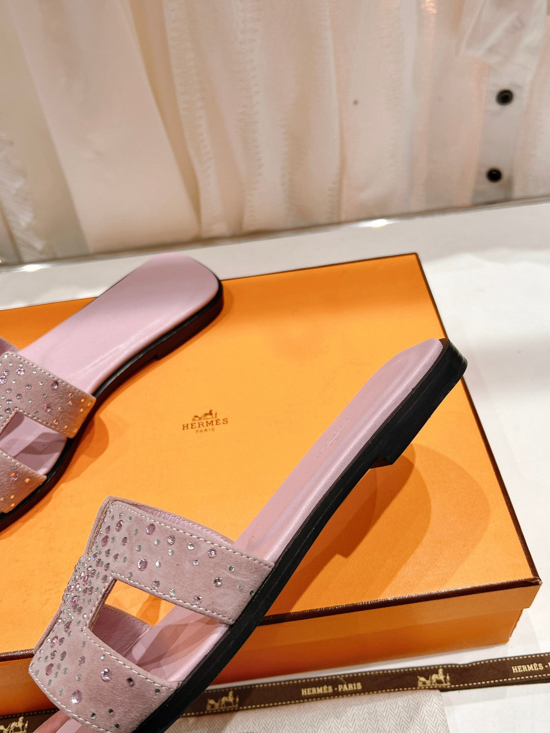 0RAN SANDALS PASTEL PINK LAMBSKIN ATTACH CRYSTAL - 图片 9