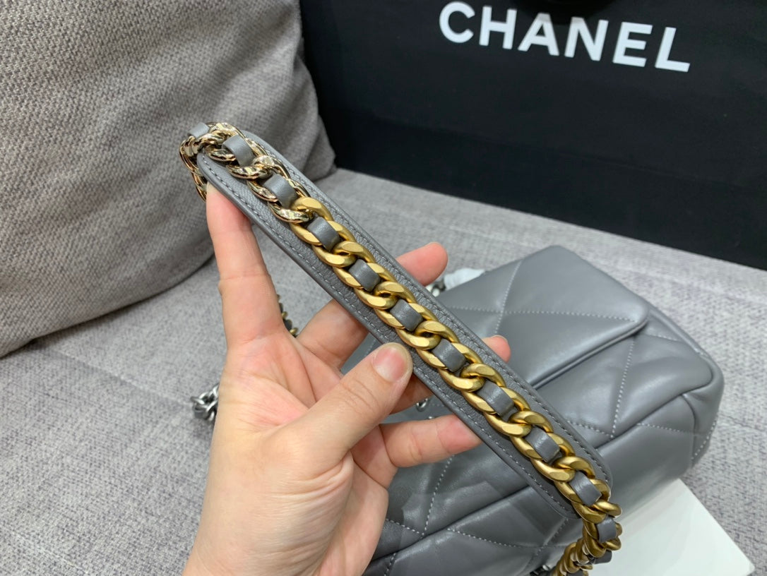 19 FLAP BAG 26 DARK GREY GOATSKIN SILVER HARDWARE - 图片 2