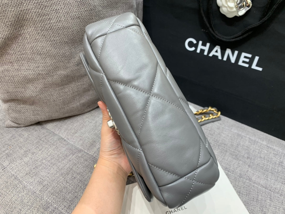 19 FLAP BAG 26 DARK GREY GOATSKIN SILVER HARDWARE - 图片 8