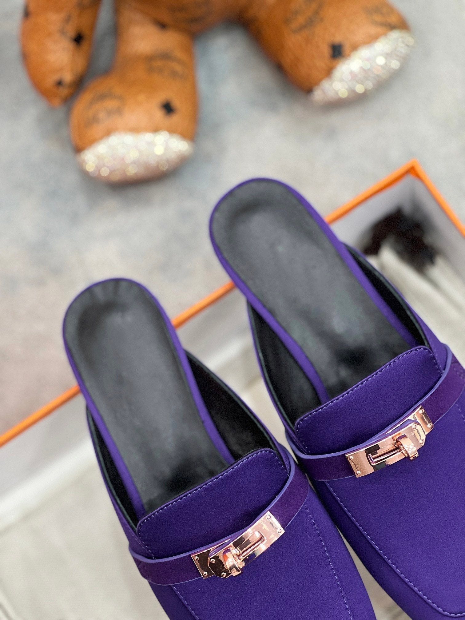 0Z Mule Violet Silk Thick Cloth/Sheepskin - 图片 4