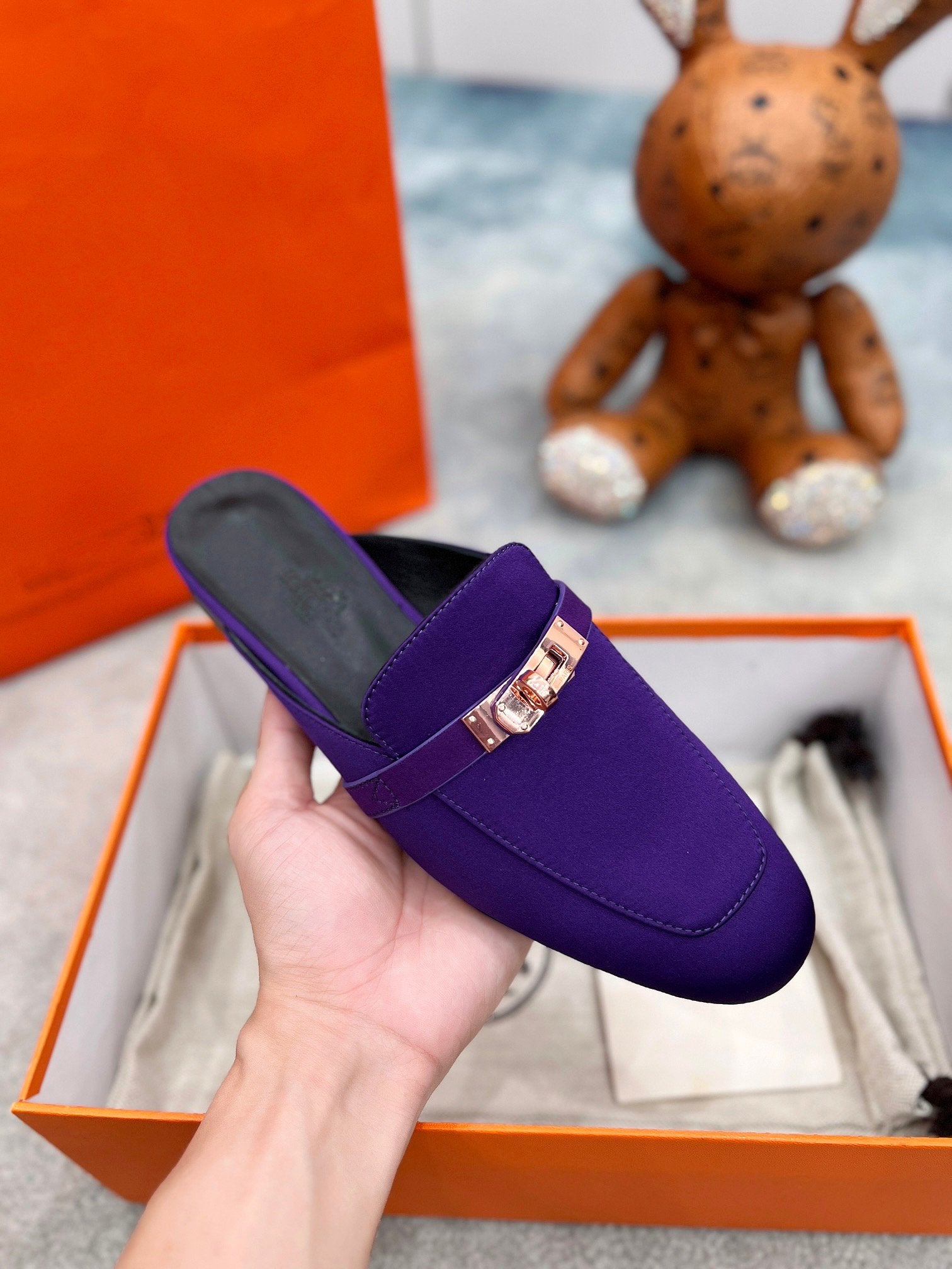 0Z Mule Violet Silk Thick Cloth/Sheepskin - 图片 2