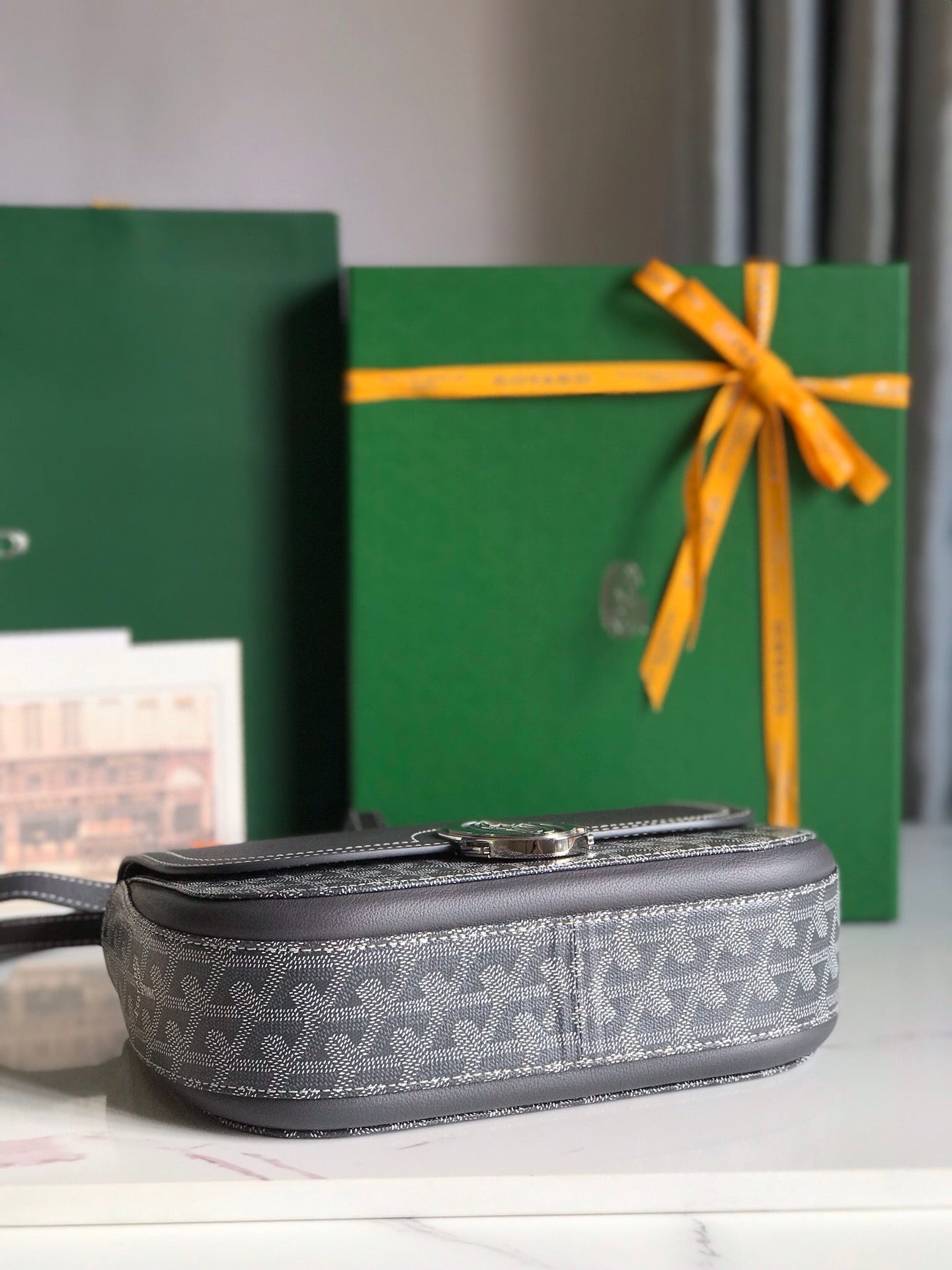 233 BAG 25 IN GRAY CALFKIN AND GOYARDINE CANVAS - 图片 4