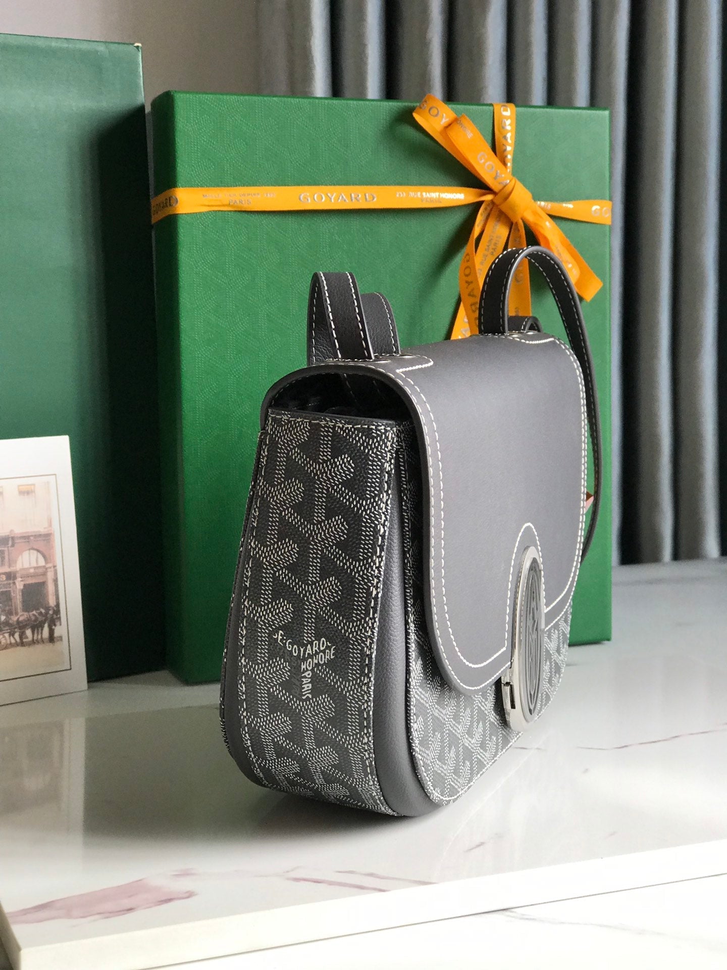 233 BAG 25 IN GRAY CALFKIN AND GOYARDINE CANVAS - 图片 5