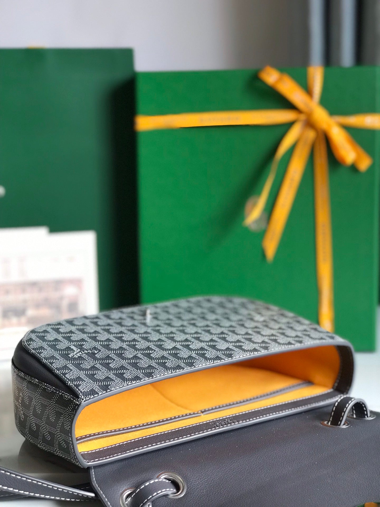 233 BAG 25 IN GRAY CALFKIN AND GOYARDINE CANVAS - 图片 6