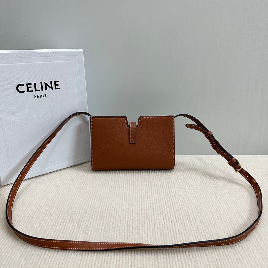 16 STRAP POCHETTE 18 IN BRONZE ORANGE SUPPLE CALFSKIN GOLD HARDWARE - 图片 2