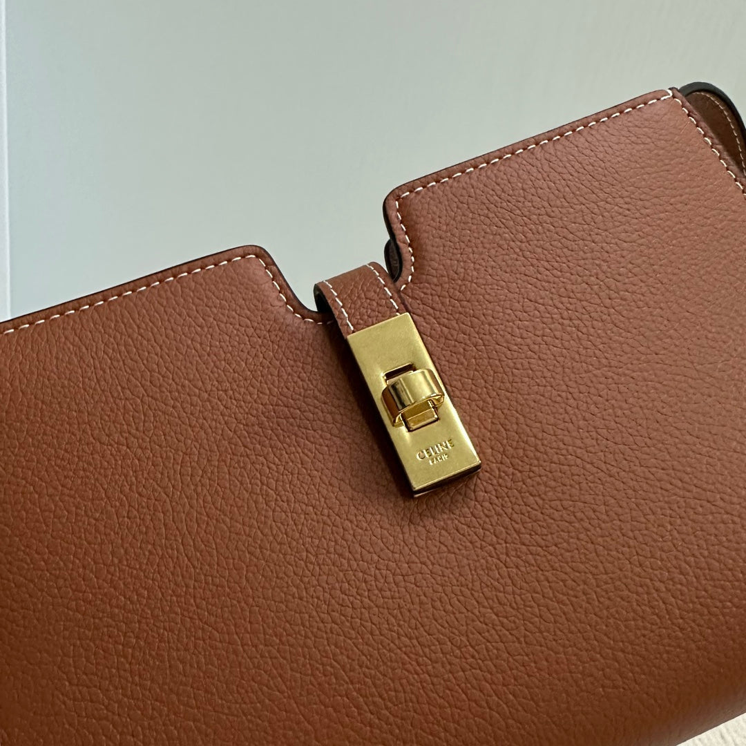 16 STRAP POCHETTE 18 IN BRONZE ORANGE SUPPLE CALFSKIN GOLD HARDWARE - 图片 4