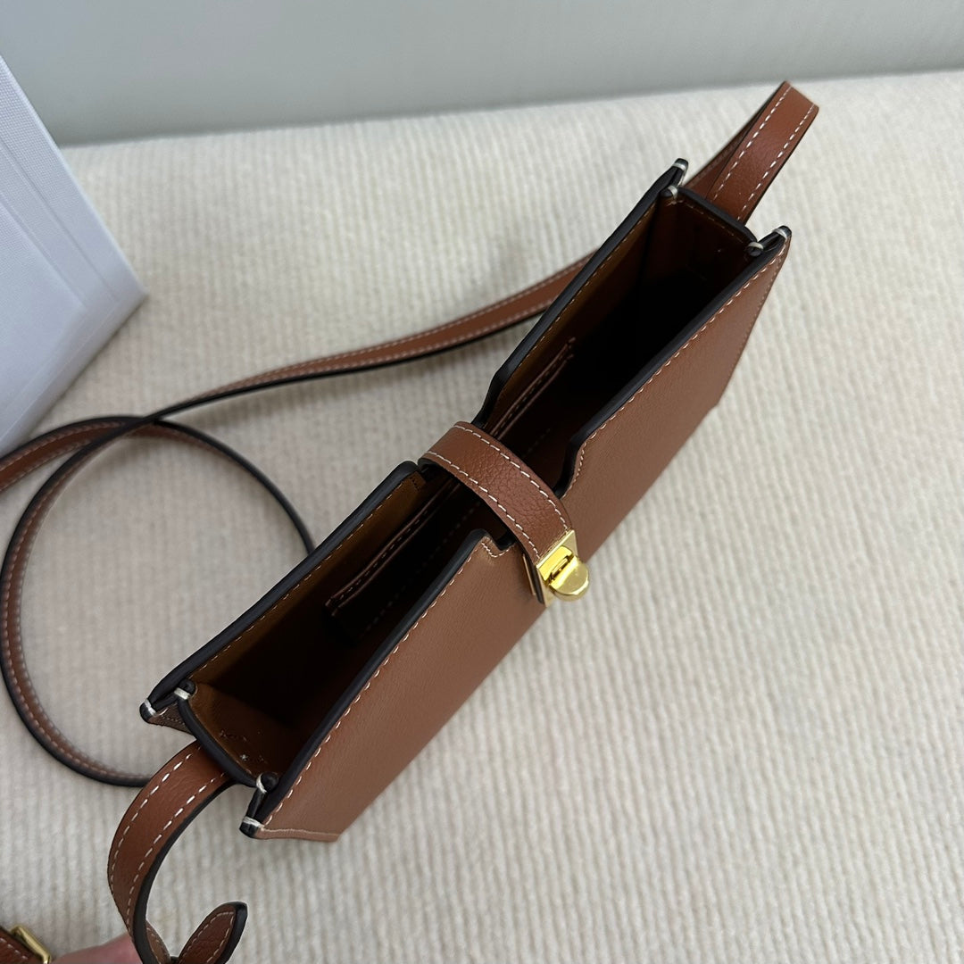 16 STRAP POCHETTE 18 IN BRONZE ORANGE SUPPLE CALFSKIN GOLD HARDWARE - 图片 9