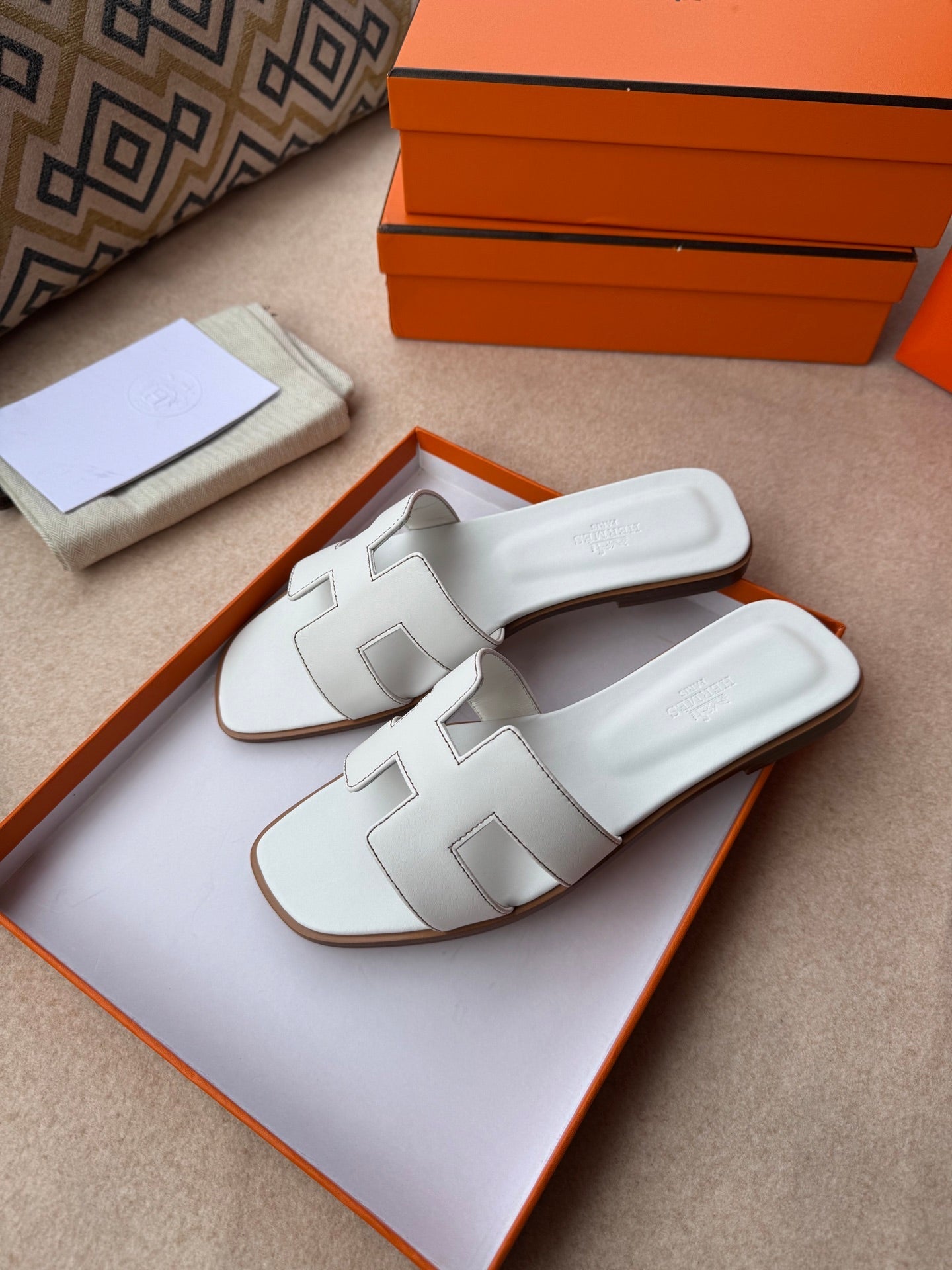 0RAN SANDALS IN WHITE CALFSKIN - 图片 6