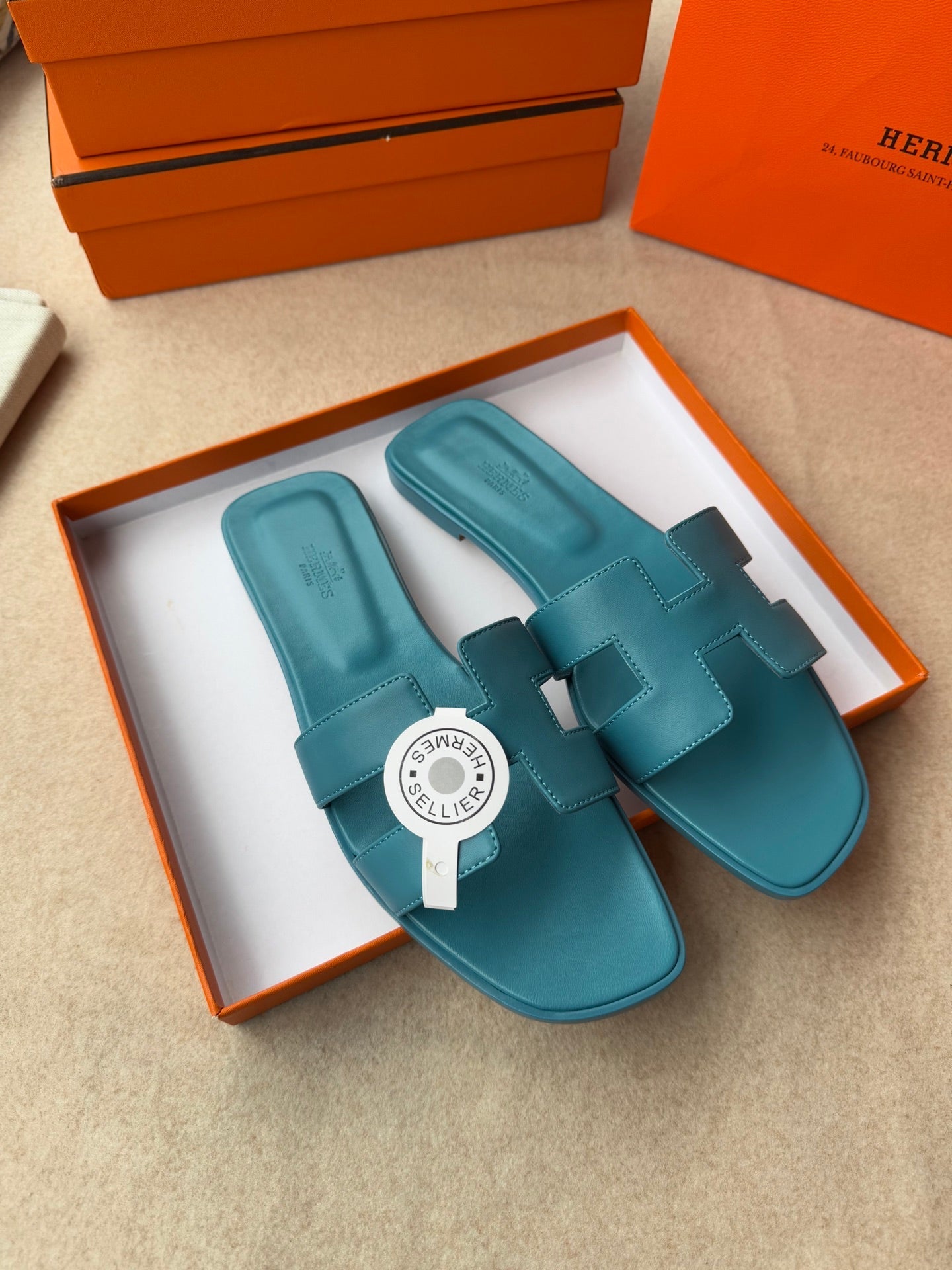 0RAN SANDALS IN SAPPHIRE BLUE CALFSKIN - 图片 6
