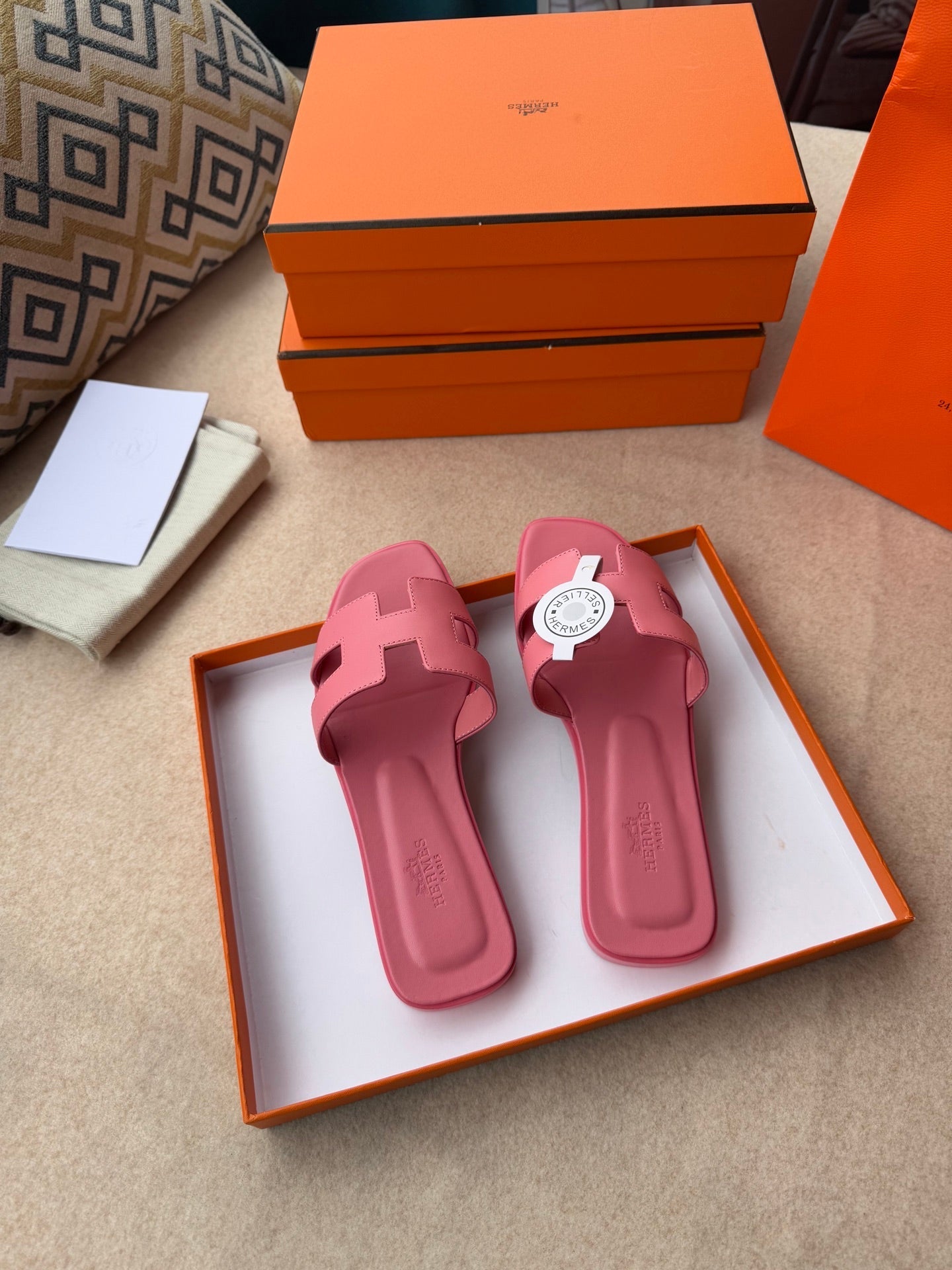 0RAN SANDALS IN ROSE PINK CALFSKIN - 图片 3