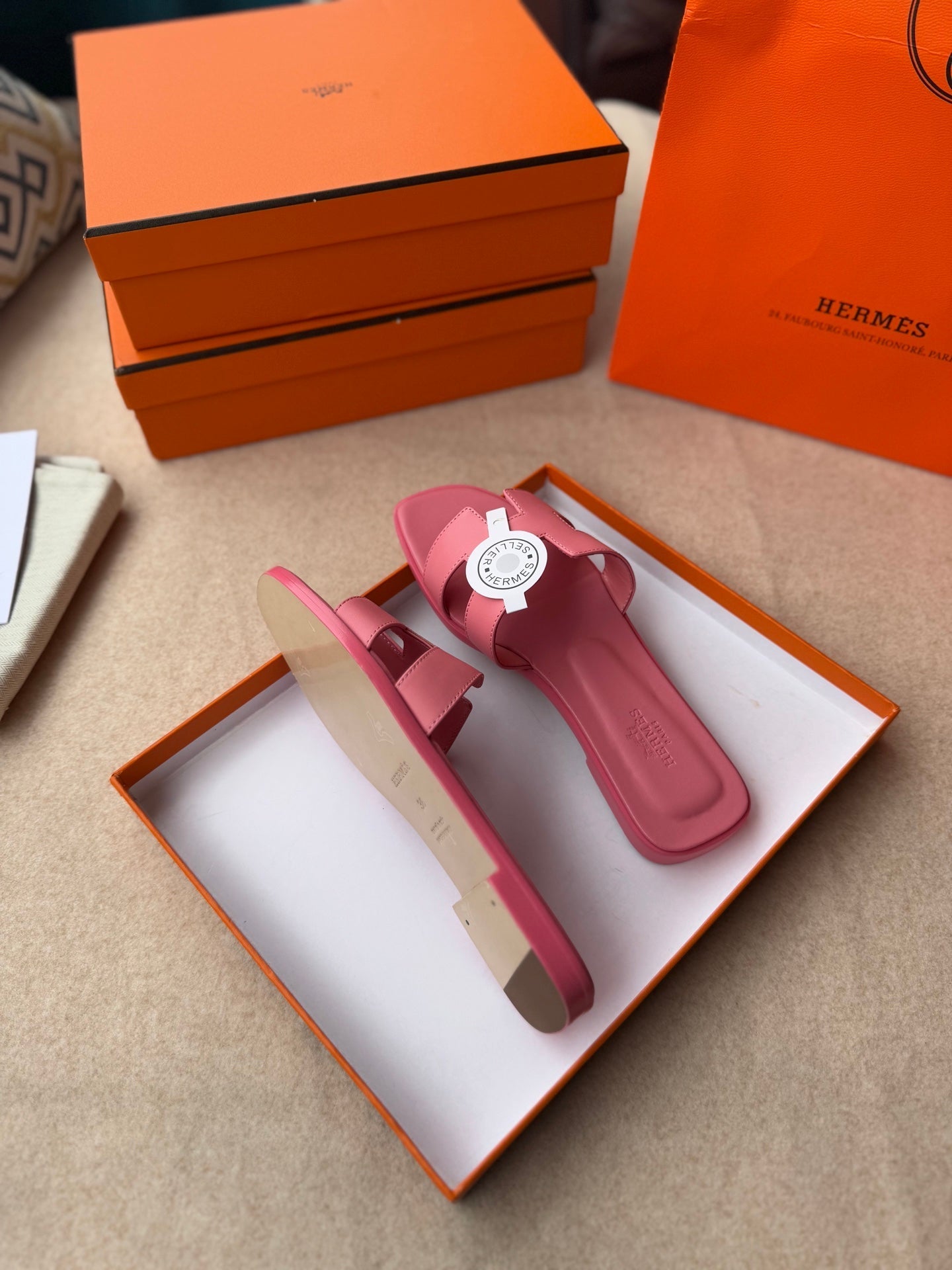 0RAN SANDALS IN ROSE PINK CALFSKIN - 图片 5