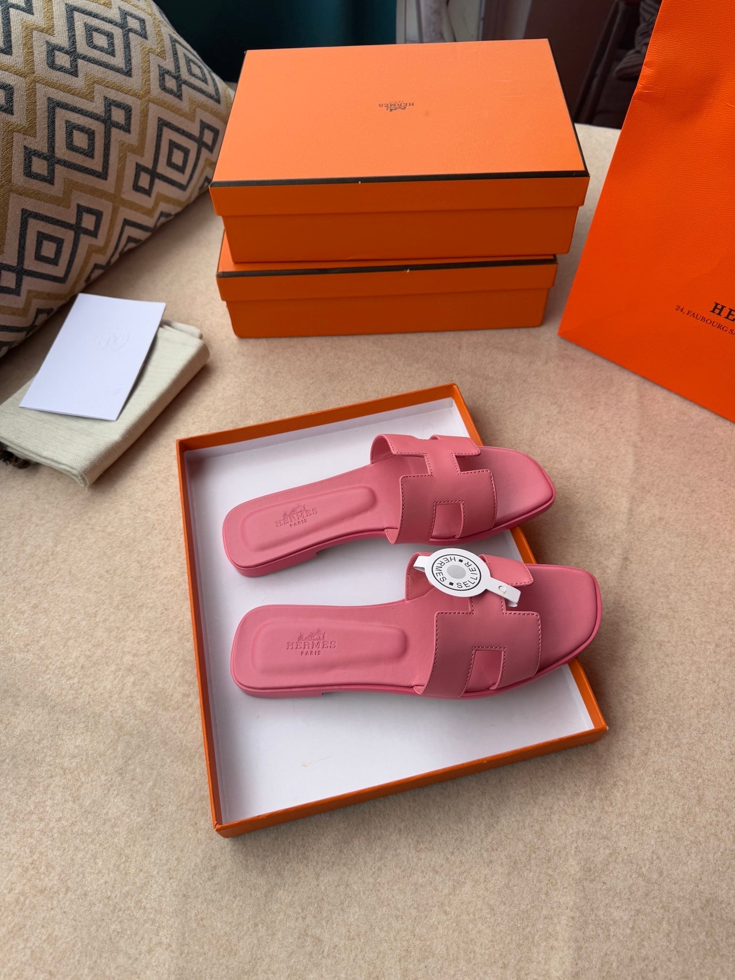 0RAN SANDALS IN ROSE PINK CALFSKIN - 图片 7