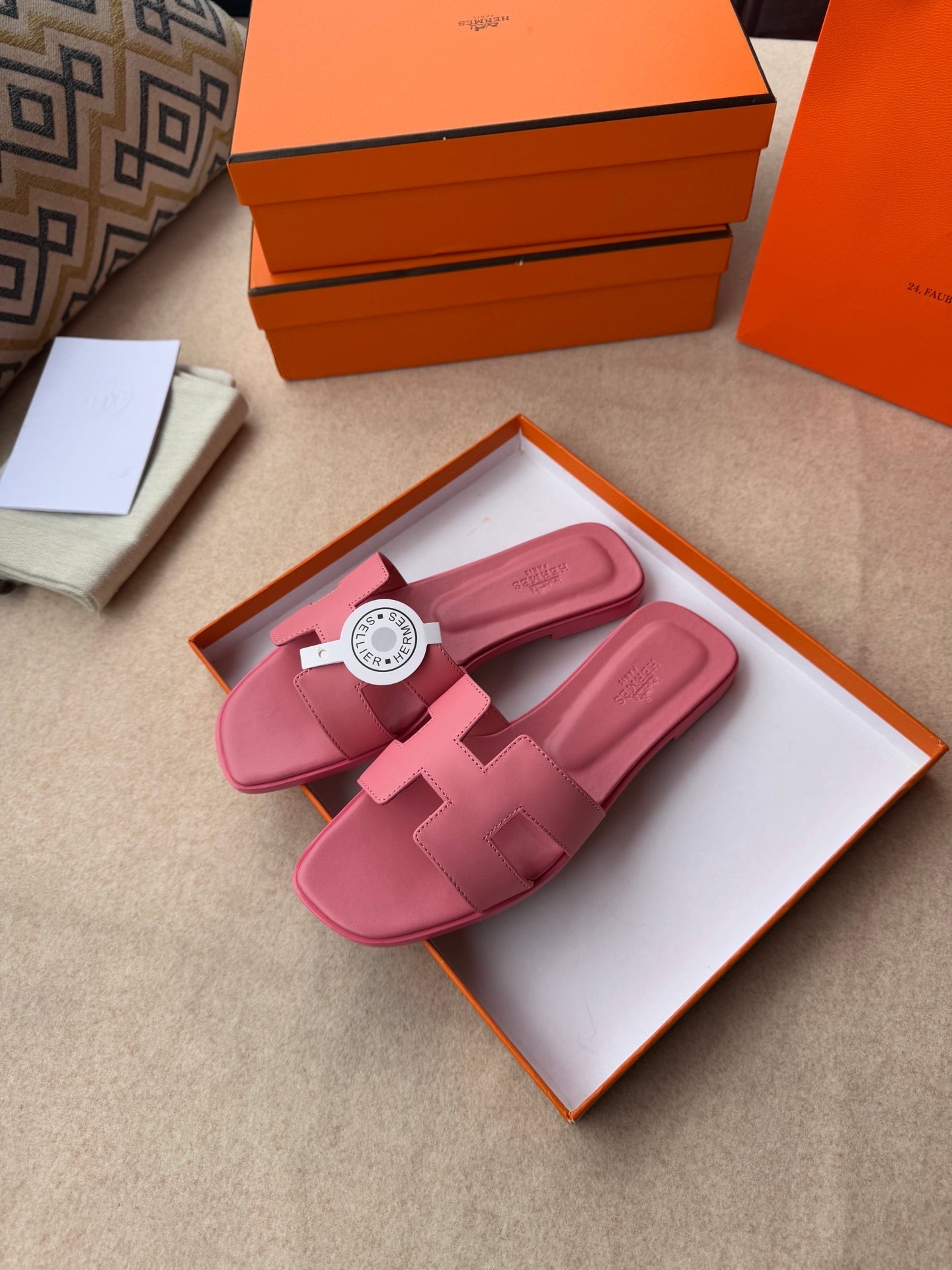0RAN SANDALS IN ROSE PINK CALFSKIN - 图片 10