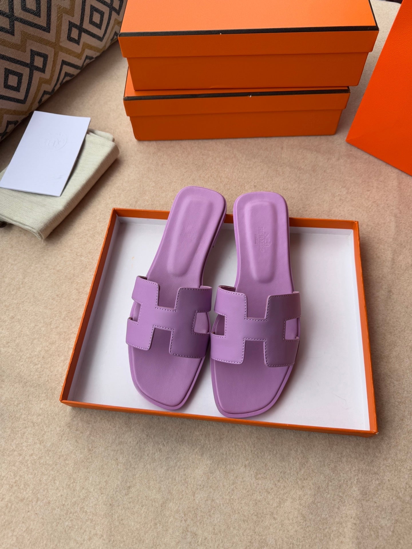 0RAN SANDALS IN LILAC PURPLE CALFSKIN - 图片 6