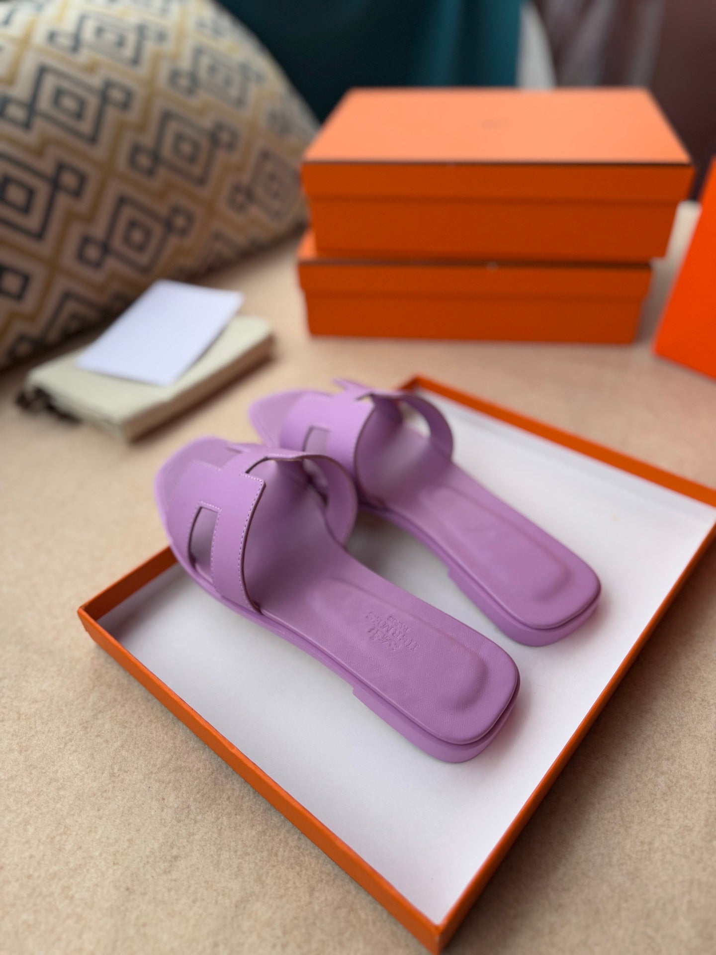 0RAN SANDALS IN LILAC PURPLE CALFSKIN - 图片 7
