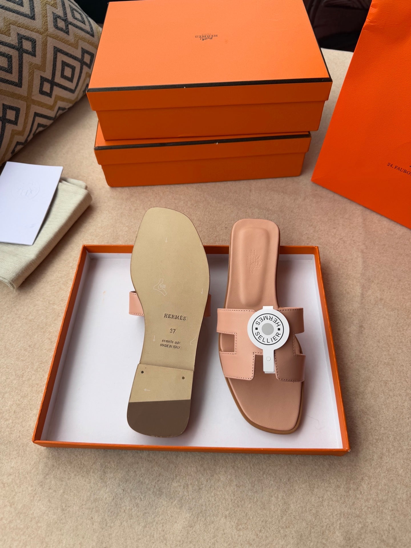0RAN SANDALS IN PEACH PINK CALFSKIN - 图片 14