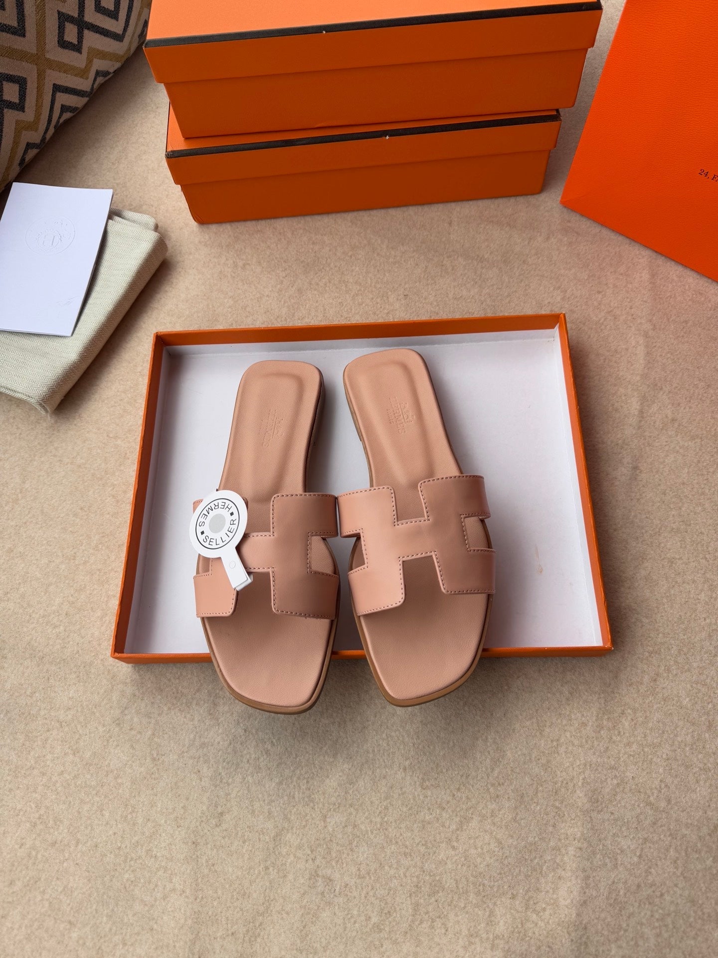 0RAN SANDALS IN PEACH PINK CALFSKIN - 图片 5