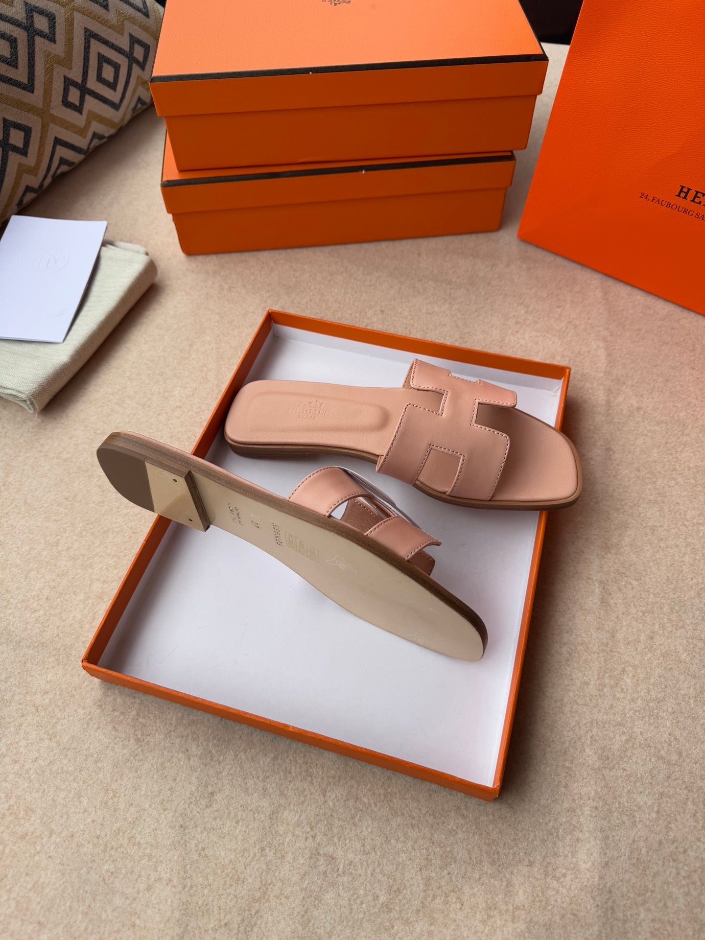 0RAN SANDALS IN PEACH PINK CALFSKIN - 图片 12