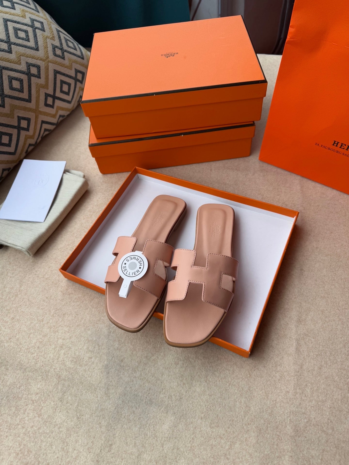 0RAN SANDALS IN PEACH PINK CALFSKIN - 图片 7