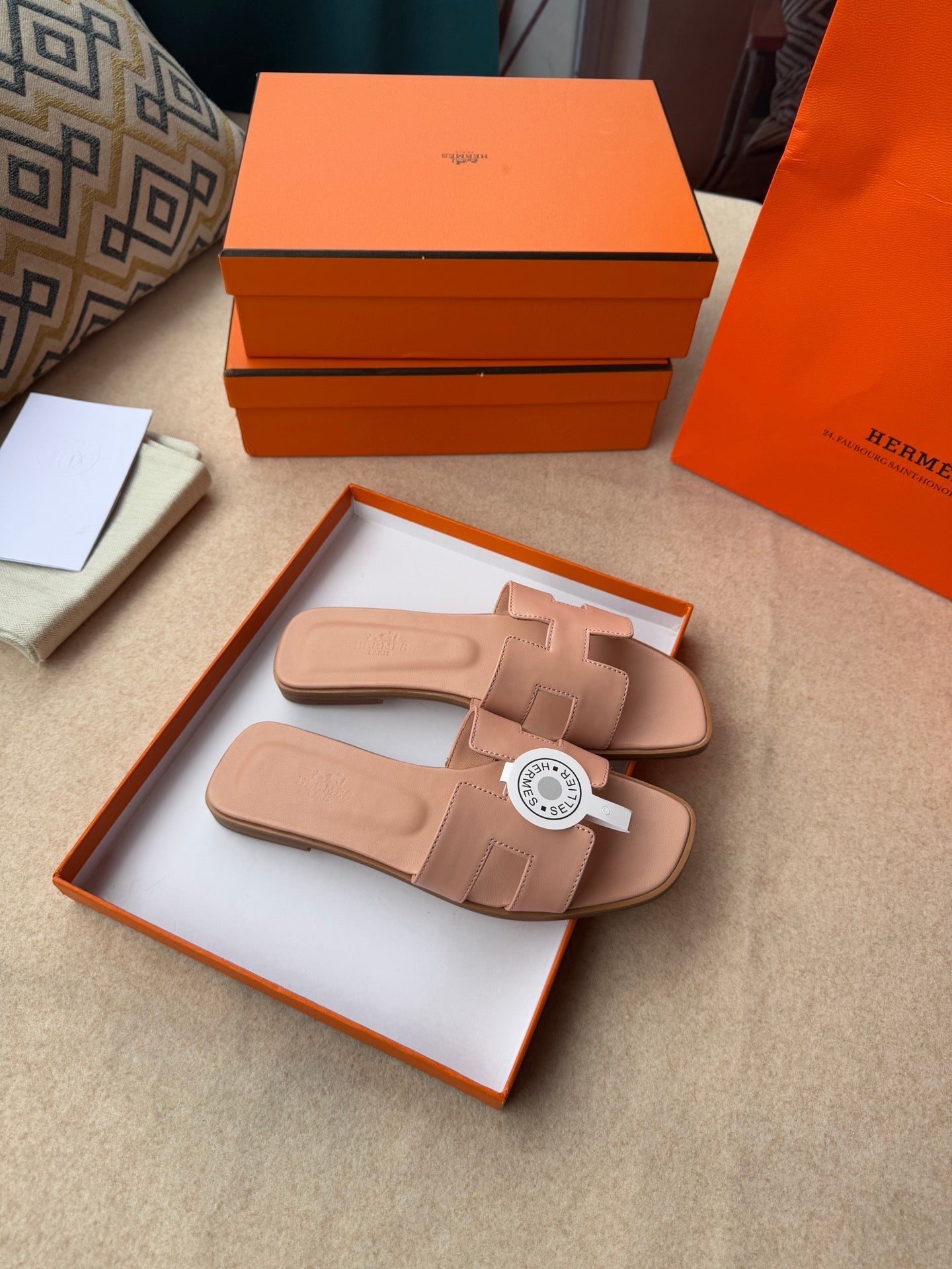 0RAN SANDALS IN PEACH PINK CALFSKIN - 图片 6