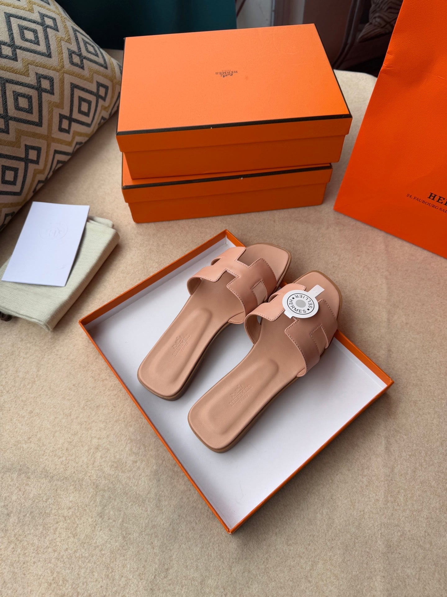 0RAN SANDALS IN PEACH PINK CALFSKIN - 图片 13